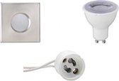 LED Spot Set - Igna - GU10 Fitting - Waterdicht IP65 - Dimbaar - Inbouw Vierkant - Mat Chroom - 6W - Helder/Koud Wit 6400K - 82mm