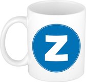 Mok / beker met de letter Z blauwe bedrukking voor het maken van een naam / woord - koffiebeker / koffiemok - namen beker