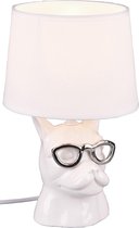 LED Tafellamp - Tafelverlichting - Trinon Domino - E14 Fitting - Rond - Mat Wit - Keramiek