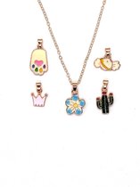 Ketting Meisje- Set 5 delig- Bedel- Bloem- Goud- Kind- LiLaLove