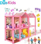 Duo Kids - Villa Groot Poppenhuis - 32 Delig + Poppen en Meubels - Speelgoed Meisjes