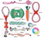 Honden speelgoed set van 10 stuks | Frisbee | Flostouw | Trektouw | Speelbal | Knuffel | Geschikt voor alle honden |  Hondenspeeltjes intelligentie | Honden speelgoed interactief | AAA Kwaliteit |