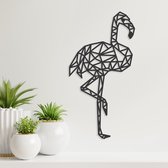 Geometrische Wanddecoratie - Flamingo - Dieren - Hout - Wall Art - Muurdecoratie - Woonkamer - Zwart - 49 x 25.5 cm