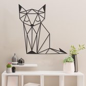 Geometrische Wanddecoratie - Vos - Dieren - Hout - Wall Art - Muurdecoratie - Woonkamer - Zwart - 89 x 53.5 cm