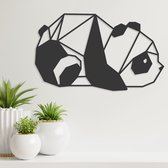 Geometrische Wanddecoratie - Panda - Dieren - Hout - Wall Art - Muurdecoratie - Woonkamer - Zwart - 48.5 x 29 cm