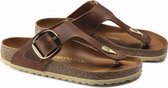 Birkenstock Gizeh Dames Slippers Big Buckle Cognac Leer Narrow-fit maat 37