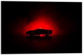 Dibond - Silhouet van Sportauto bij Rood Licht - 60x40cm Foto op Aluminium (Met Ophangsysteem)