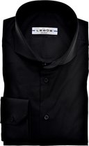 Ledub modern fit overhemd - zwart - Strijkvriendelijk - Boordmaat: 37