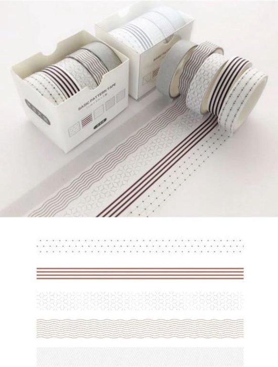 washi tape Bruin 5 rollen decoratie masking tape 10 mm x 3 m | bol.com