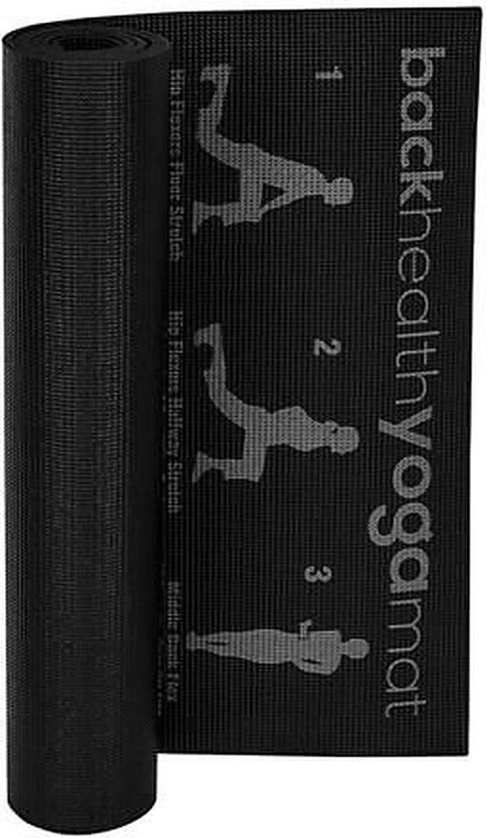 Yoga Mat - Incl. Oefeningen - Fitness mat - Yogamat Grijs en Zwart van Sens Design — afbeelding 2