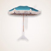 Vintage strandparasol groen met witte vlek