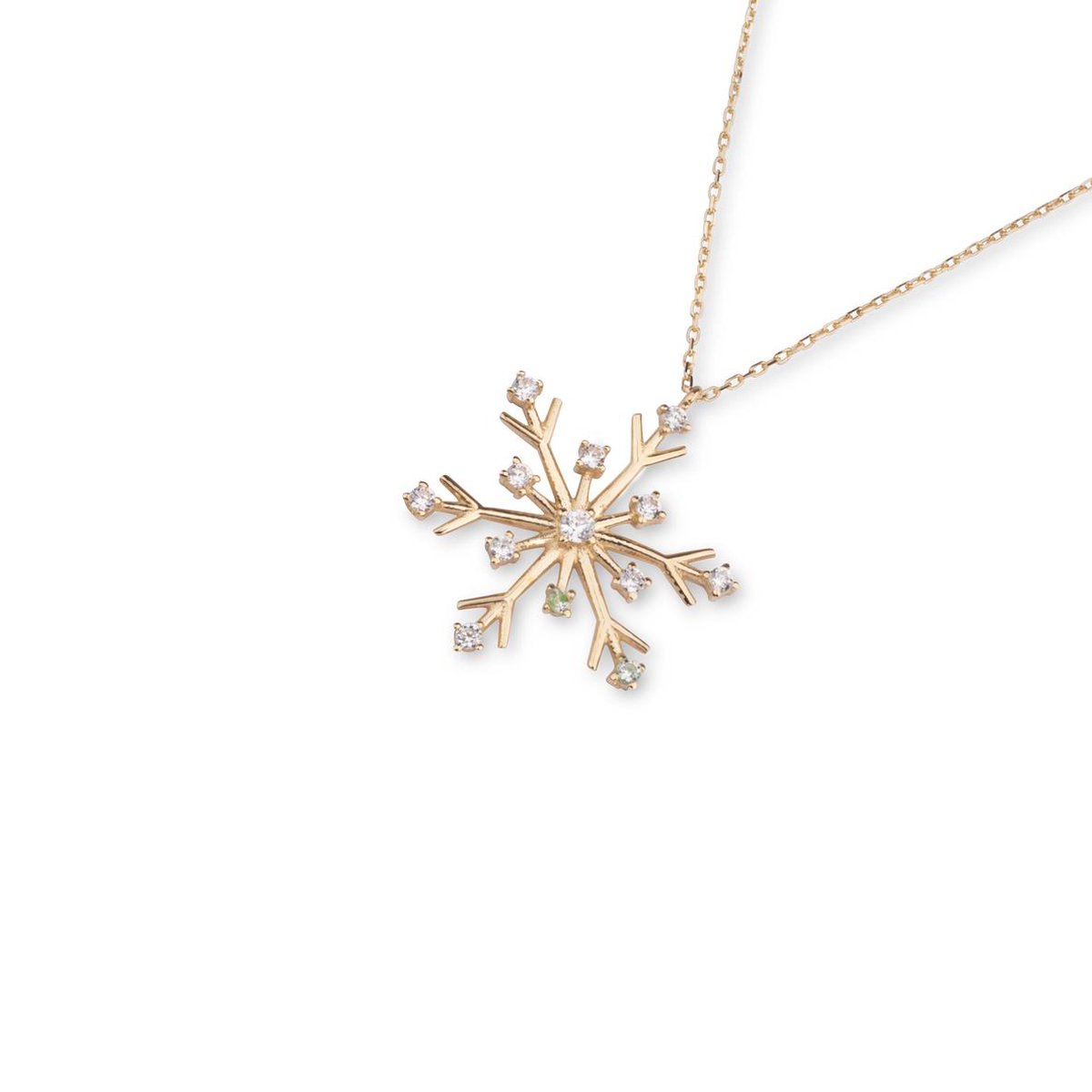 Hemels juwelier- 14k geelgouden ketting met hanger. Sneeuwvlok- Dames- Goud- 44 cm- HML 719- Cadeautje- Moederdag aanbieding - Hemels Juwelier