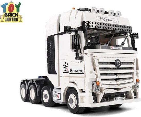 Mercedes Benz Actros Technic Bouwpakket - Vrachtwagen - Truck - Wit - Lego®  Compatible - Toy Brick Lighting - Speelgoedbazaar.nl