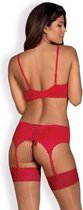 Jolierose 3-Delig Jarretelsetje - Rood - L/XL - Rood - Sexy Lingerie & Kleding - Lingerie Dames -  Dames Lingerie - Jarretel Setjes