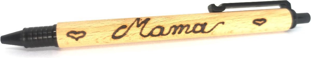 Balpen in natuurlijk beukenhout model ECO, gepersonaliseerd MET NAAM. PARKER inktpatroon. Balpen lengte 14,3 cm-Ø 11 mm.