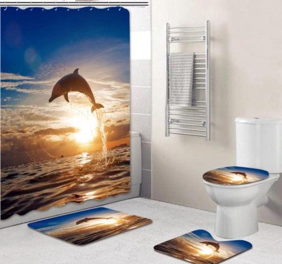 Douchegordijn Dolfijn 180 * 200cm 100 Polyester Douchegordijn zee