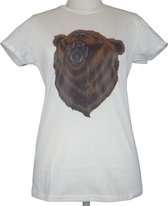 T-shirt beer met fototoestel wit - dames - vrouw - kleding - mode - shirt - korte mouw - dames T-shirt - safari