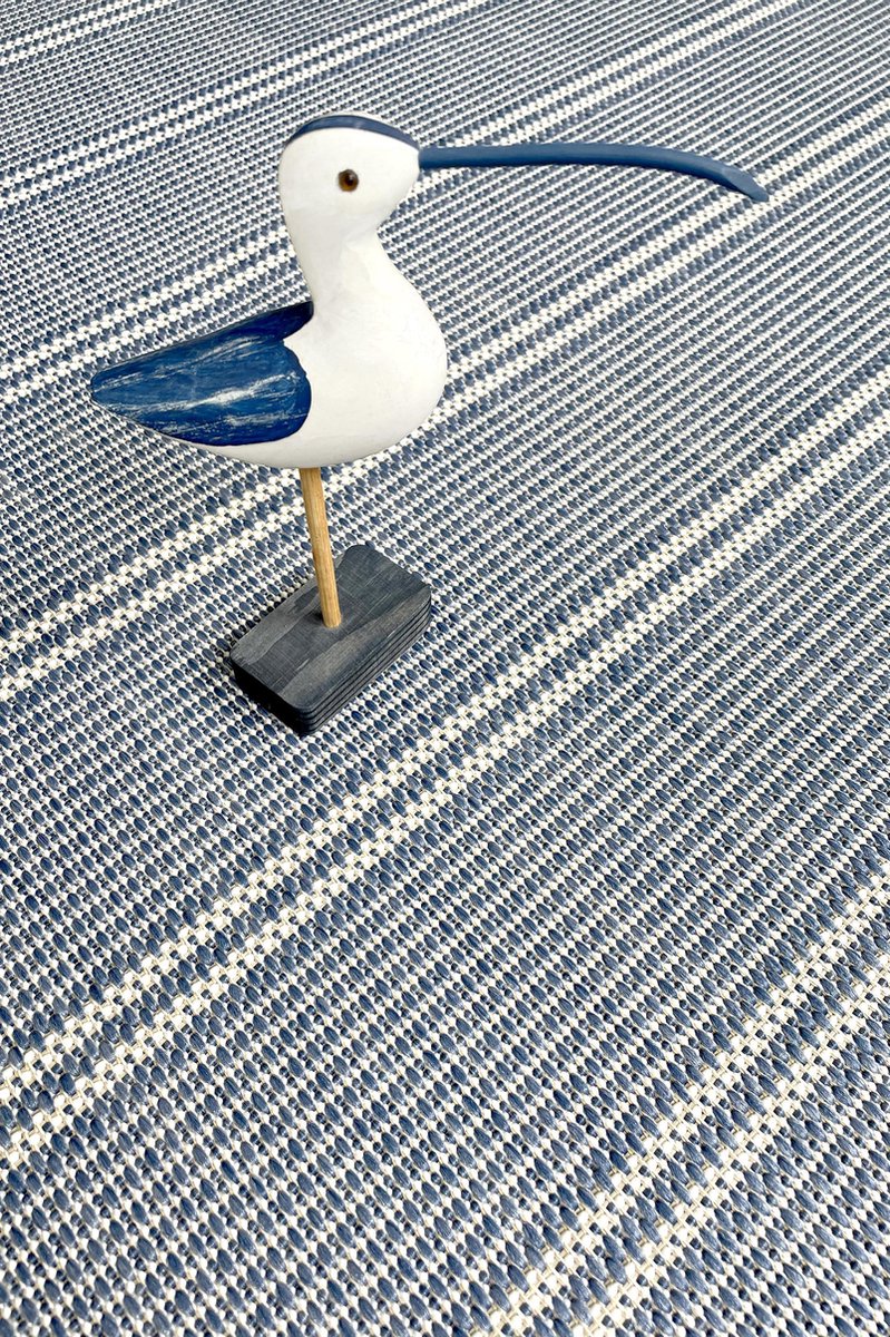 Vloerkleed POGO EC2004 Blauw - platgewoven voor BINNEN & BUITEN - 80cm x 140cm