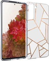 iMoshion Design voor de Samsung Galaxy S21 hoesje - Grafisch Koper - Wit / Goud