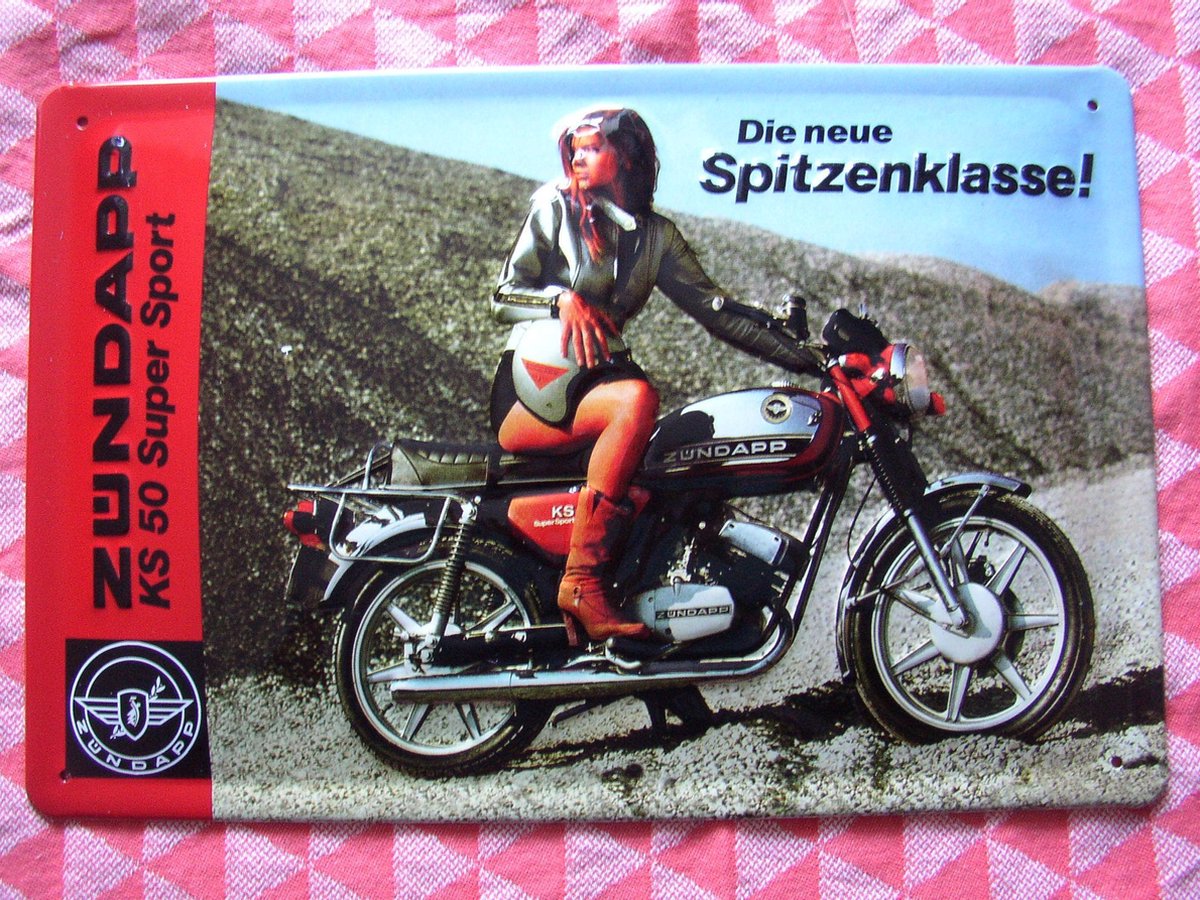 Zundapp KS 50 reclamebord - afmetingen 20 x 30 cm