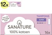 Sanature 100% Katoenen Tampons Super 12 x 16 stuks