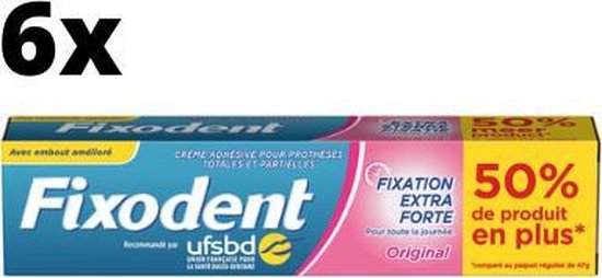 6x Fixodent Kleefpasta Original - 70,5 gram - Voordeelverpakking