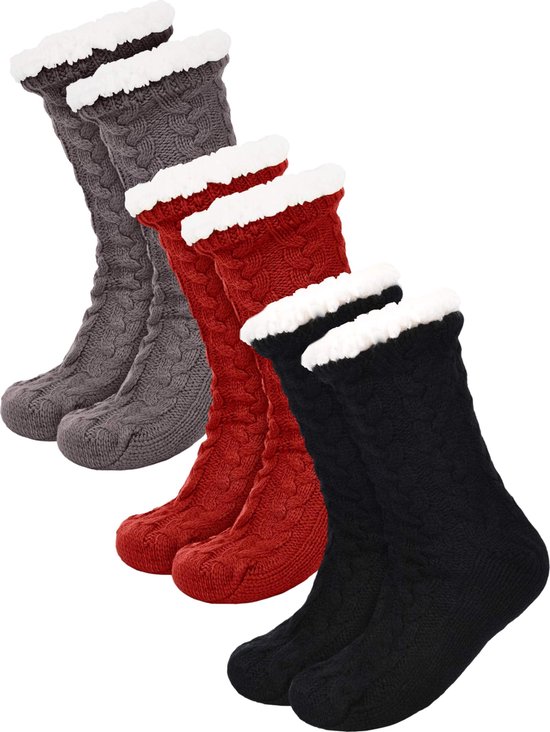 JAXY Huissokken - Huissokken Dames en Heren - Verwarmde sokken - Anti Slip  Sokken -... | bol
