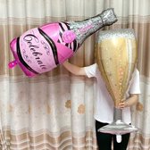 Grote Ballon Roze Let's Celebrate met groot glas