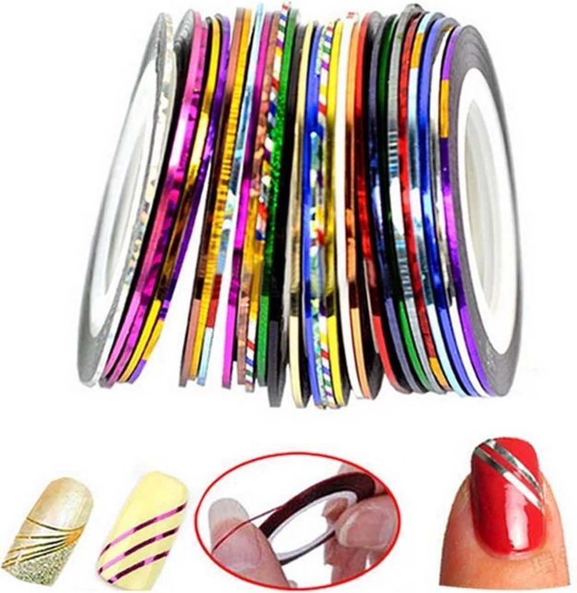 10 Rolletjes Striper 1mm Nail Art Striping Tape / Sparkolia Decoratie Sticker Nagel / Multicolor Gemengde Kleuren