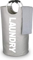 TDR - Stevige stoffen ronde waszak met aluminium handvat - capaciteit ca. 80L - Grijs