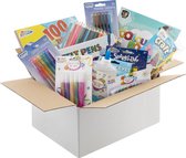 Hobby knutselbox Grafix | Knutselen meisjes - Knutselen jongens | Tekenset - knutsellijm - viltstiften - kleurpotloden - gekleurd papier - gelpennen - Wiebeloogjes - glitterlijm