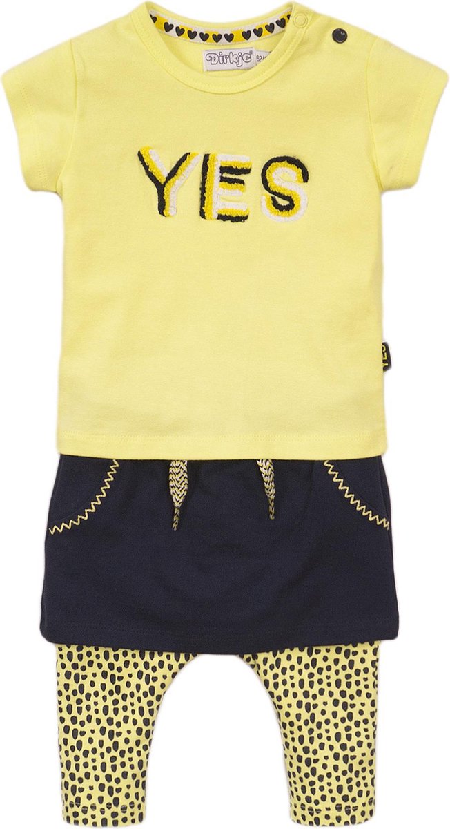 Dirkje - Girls 3 pce babysuit skirt Navy + yellow - maat 74