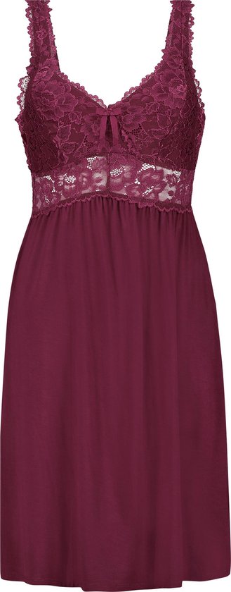 Hunkemöller Korte slipdress Negligé Nora Lace - windsorwine - Maat 2XS