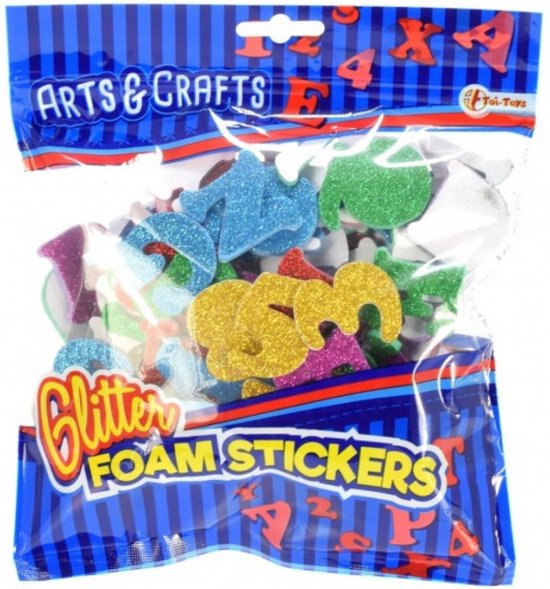 Foam stickers letters en cijfers glitter knutselspullen decoratie