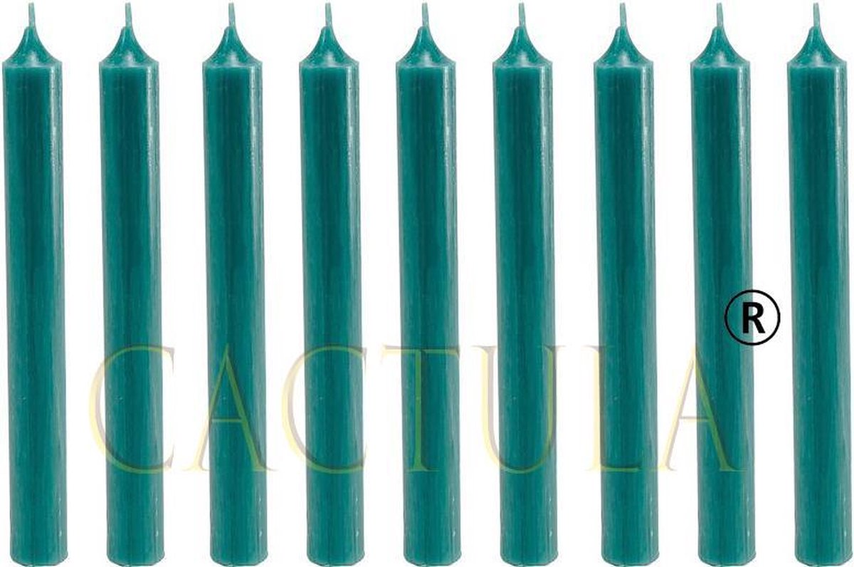 Cactula mooie dinerkaarsen 19.5 cm Turquoise 18 stuks | 6 branduren