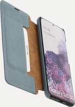 Minim Samsung Galaxy S20 Hoesje Echt Leer Book Case Blauw