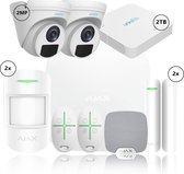 Ajax Systems wit + Uniarch IP camera alarmsysteem pakket - 1x Hub / 2x MotionProtect / 2x DoorProtect / 1x HomeSiren 2x SpaceControl - 2x Uniarch 2MP IP camera + NVRecorder 2TB