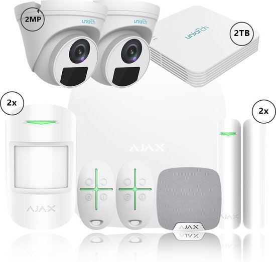 Ajax Systems wit + Uniarch IP camera alarmsysteem pakket - 1x Hub / 2x  MotionProtect /... | bol.com