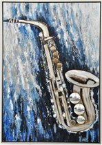 saxophone schilderij blauw 100 x 70 cm