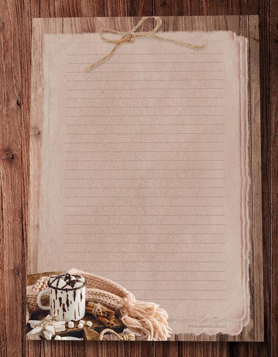 Schrijfblok A4 Warme Choco - Meer Leuks - 50 vel - Briefpapier - Postpapier Sfeervol