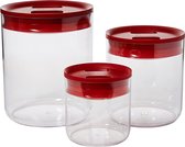 ClickClack Food Storage Box Pantry Round - Lot de 3 pièces - Rouge