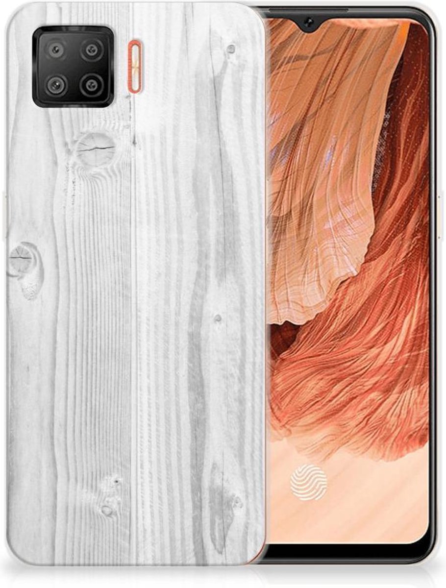 OPPO A73 4G Bumper Hoesje White Wood