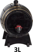 Wijnvat - Wijn vaatje - Wine - Schenker - Barrel - Wijn vat - 3 Liter - Zwart met goud -Decoratie -