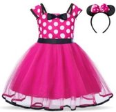 Minnie Mouse, verjaardagset, pink, stippen, Minnie Mouse diadeem, mt. 80/86