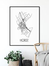 Horst Plattegrond poster A3 + Fotolijst Zwart (29,7x42cm) - DesignClaudShop