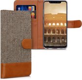 kwmobile telefoonhoesje voor LG G8s ThinQ - Hoesje met pasjeshouder in lichtgrijs / bruin - Case met portemonnee