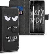 kwmobile telefoonhoesje voor Xiaomi Mi A3 / CC9e - Hoesje met pasjeshouder in wit / zwart - Don't Touch My Phone design