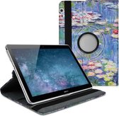 kwmobile hoes voor Huawei MediaPad T3 10 - 360 graden tablethoes - Waterlelies in Olieverf design - poederroze / groen / blauw