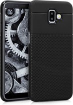 kwmobile telefoonhoesje compatibel met Samsung Galaxy J6+ / J6 Plus DUOS - Hoesje voor smartphone in zwart - Driehoek Raster design
