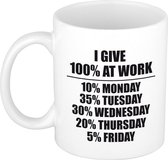 I give 100 percent at work mok / beker - werkinzet op kantoor / kantoorhumor - cadeau collega / werknemer